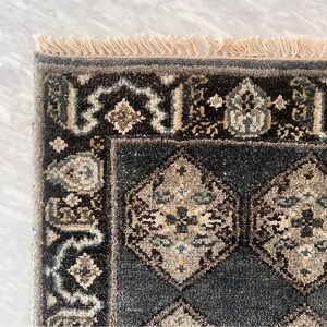 Geometric Rug in Steel Blue & Cream